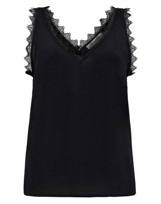 Perin CC Lace Singlet Top - Black